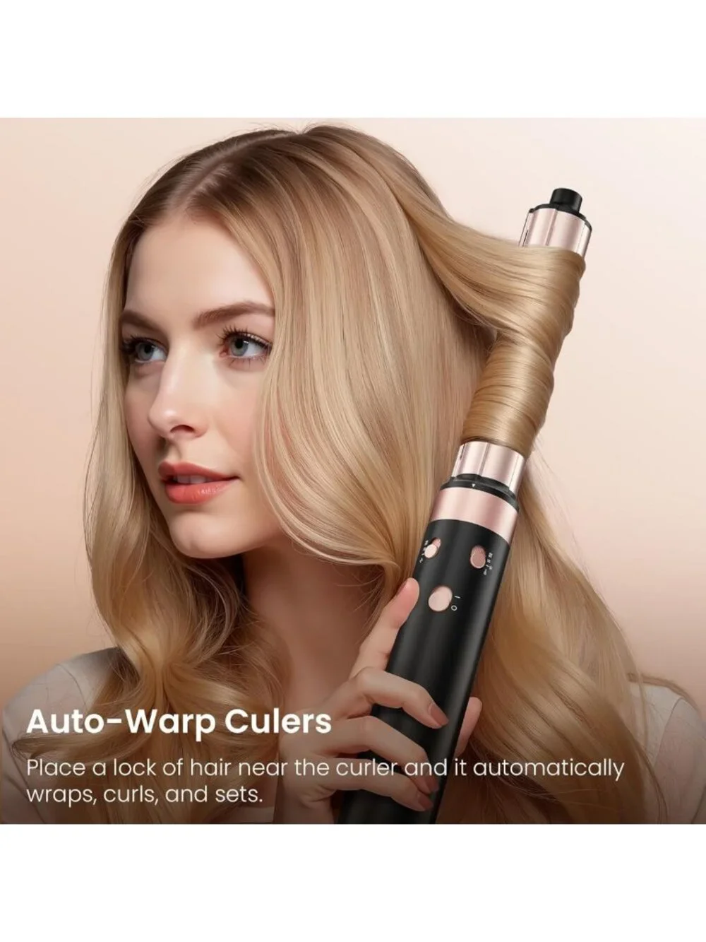 3-in-1 Dual Voltage Hair Dryer & Curler, Travel-Friendly with Auto-Wrap Barrels